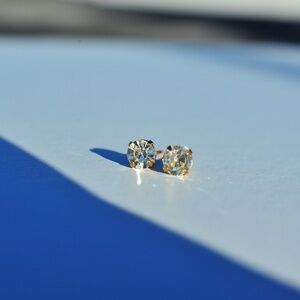 Anthro CZ Crystals Simulated Diamond Bling Gold Dome Bell Studs Pin Earrings